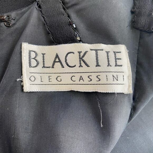 Black Tie Oleg Cassini size Small Silk Beaded Embellished Party Evening Dress - Picture 9 of 11